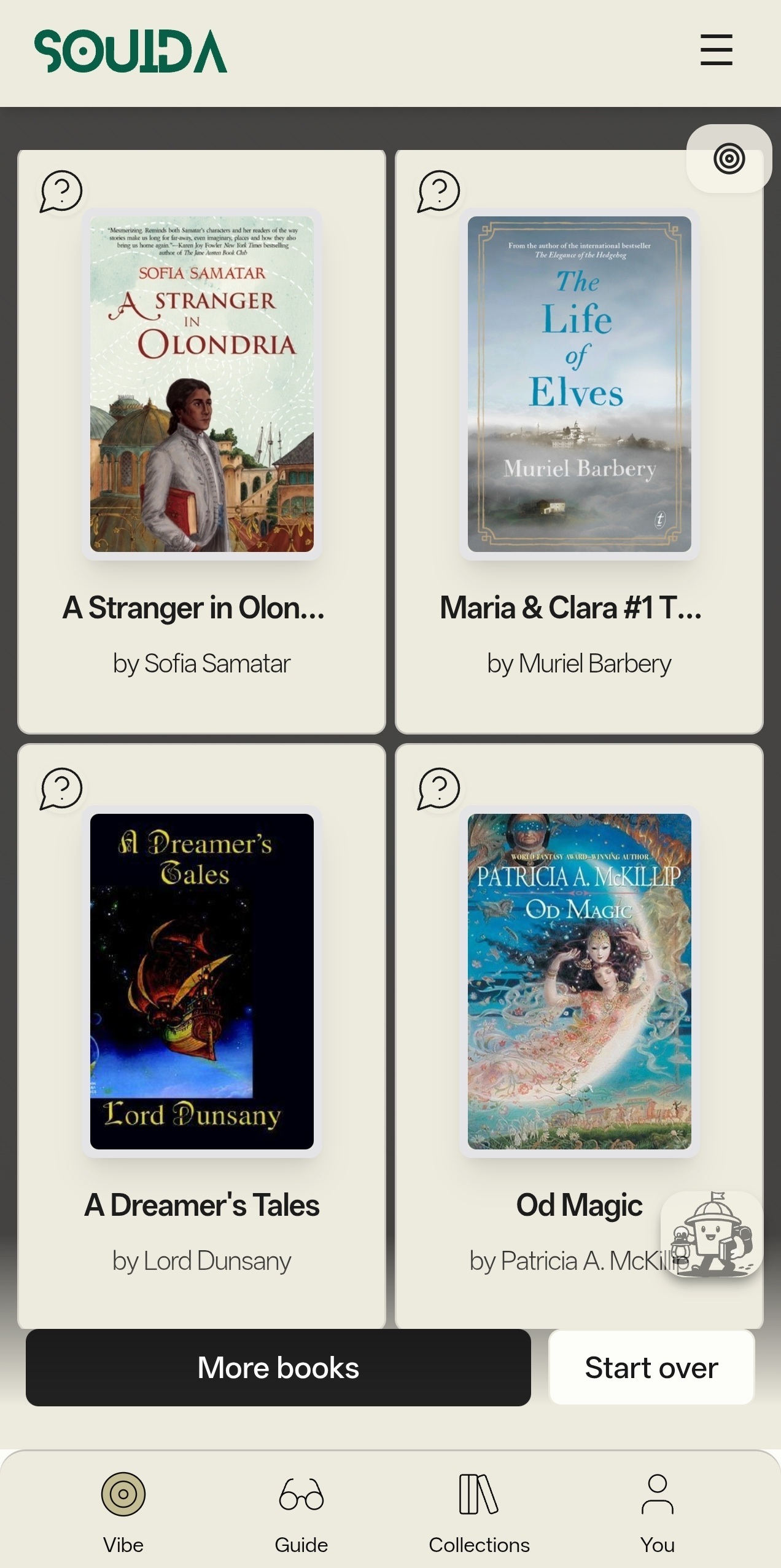 Souida app search results showing recommended books
